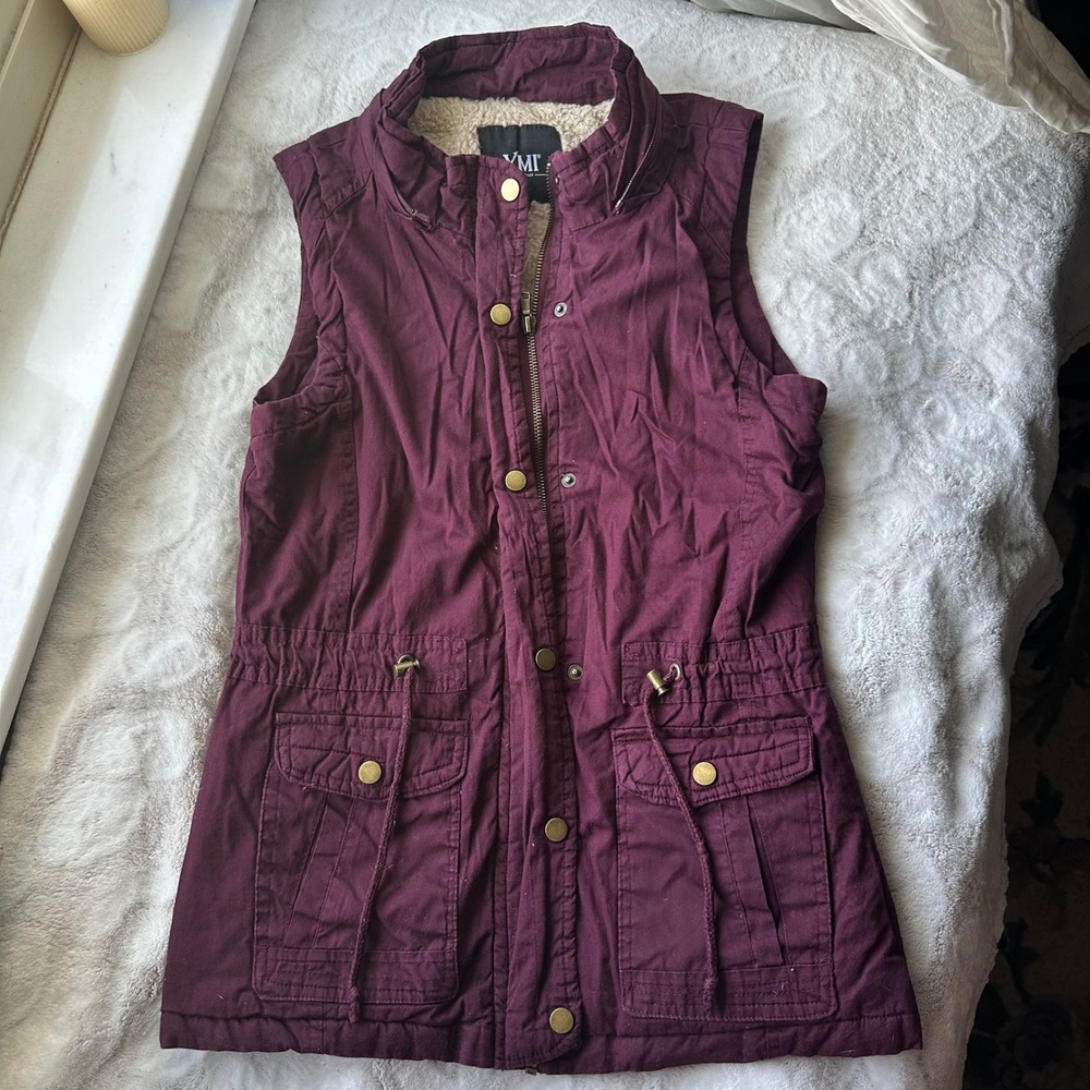 Twilight Vibes Plum Utility Vest Soft Lined Cargo Pockets Y2K Fall